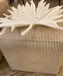 Jamie Young Pinstripe Ottoman Black And Cream New Arrivals