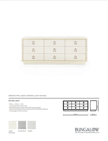 Bungalow 5 Parker Extra Large 9 Drawer Chest Light Natural New Arrivals 10 Bungalow 5 Parker Extra Large 9 Drawer Chest Light Natural New Arrivals