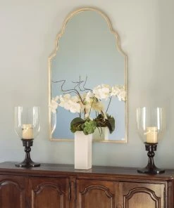 Mirror Home Antiqued Silver Leaf Iron Arch Mirror