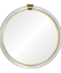 Mirror Home New Arrivals Acrylic And Brass Round Mirror