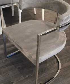Worlds Away New Arrivals Cromwell Counter Stool Grey Velvet And Nickel