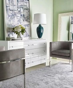 Worlds Away Jenna Chair Nickel And Grey Velvet