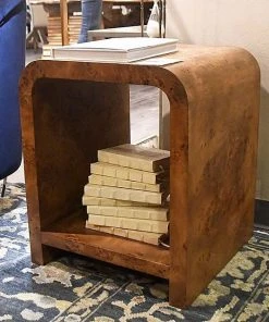 Worlds Away New Arrivals Putnam Dark Burl Wood Side Table