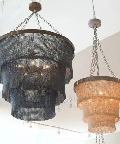 Made Goods New Arrivals Patricia Chandelier Dusty Blue Coco Beads And Gold Metal 9 Made Goods New Arrivals Patricia Chandelier Dusty Blue Coco Beads And Gold Metal