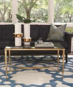 Global Views French Square Leg Cocktail Table Brass And Black Granite New Arrivals