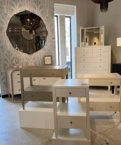 Made Goods New Arrivals Conrad Single Nightstand French Gray Faux Raffia