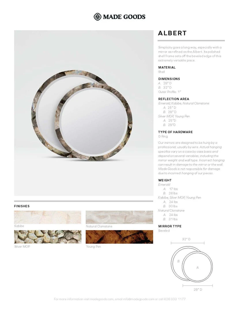 Made Goods Albert Mirror Silver Mother Of Pearl 4 Made Goods Albert Mirror Silver Mother Of Pearl