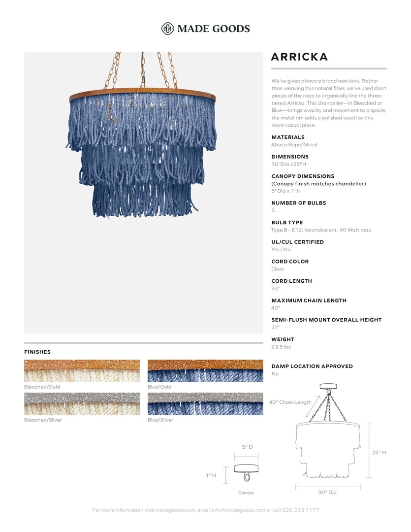 Made Goods Arricka Chandelier Bleached Abaca Rope With Silver Metal New Arrivals 5 Made Goods Arricka Chandelier Bleached Abaca Rope With Silver Metal New Arrivals