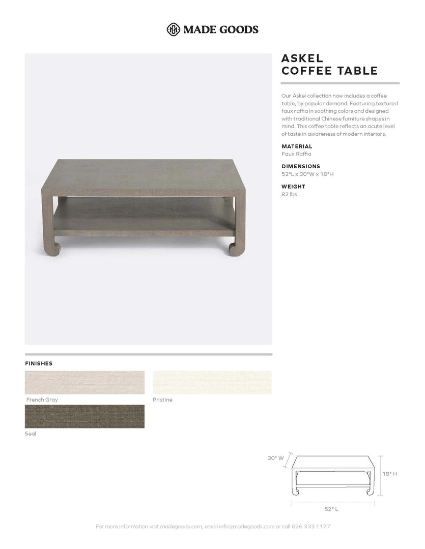 Made Goods Askel Coffee Table French Gray Faux Raffia 6 Made Goods Askel Coffee Table French Gray Faux Raffia