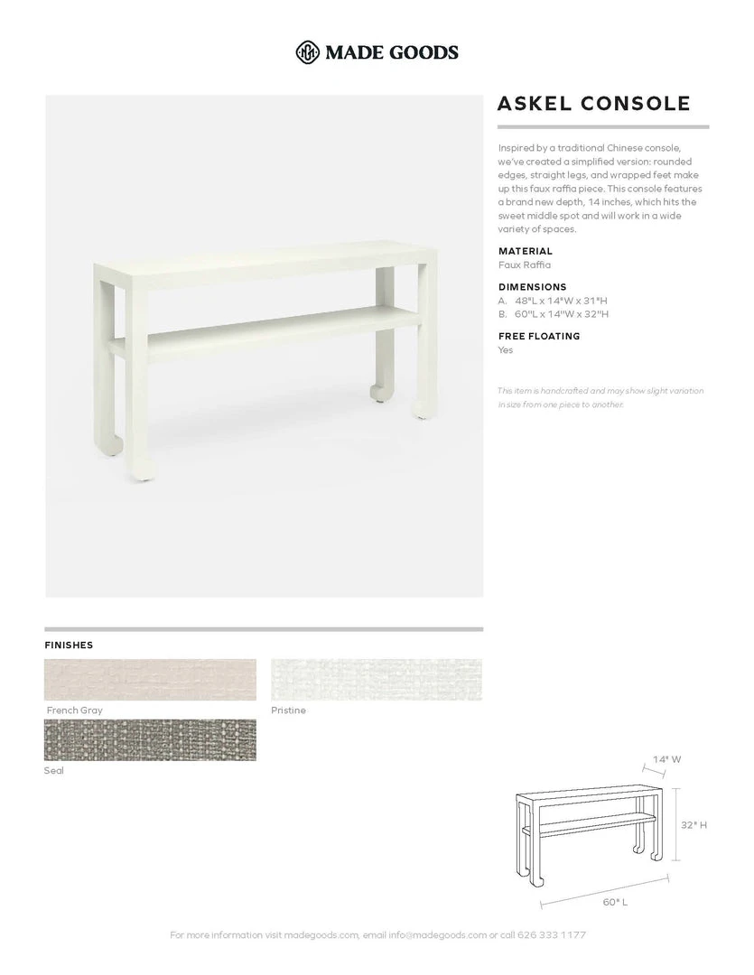 Made Goods Askel 48" Console French Gray Faux Raffia New Arrivals 6 Made Goods Askel 48" Console French Gray Faux Raffia New Arrivals