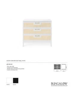Bungalow 5 New Arrivals Astor 3 Drawer Side Table White