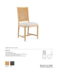Bungalow 5 New Arrivals Aubrey Side Chair Natural 17 Bungalow 5 New Arrivals Aubrey Side Chair Natural