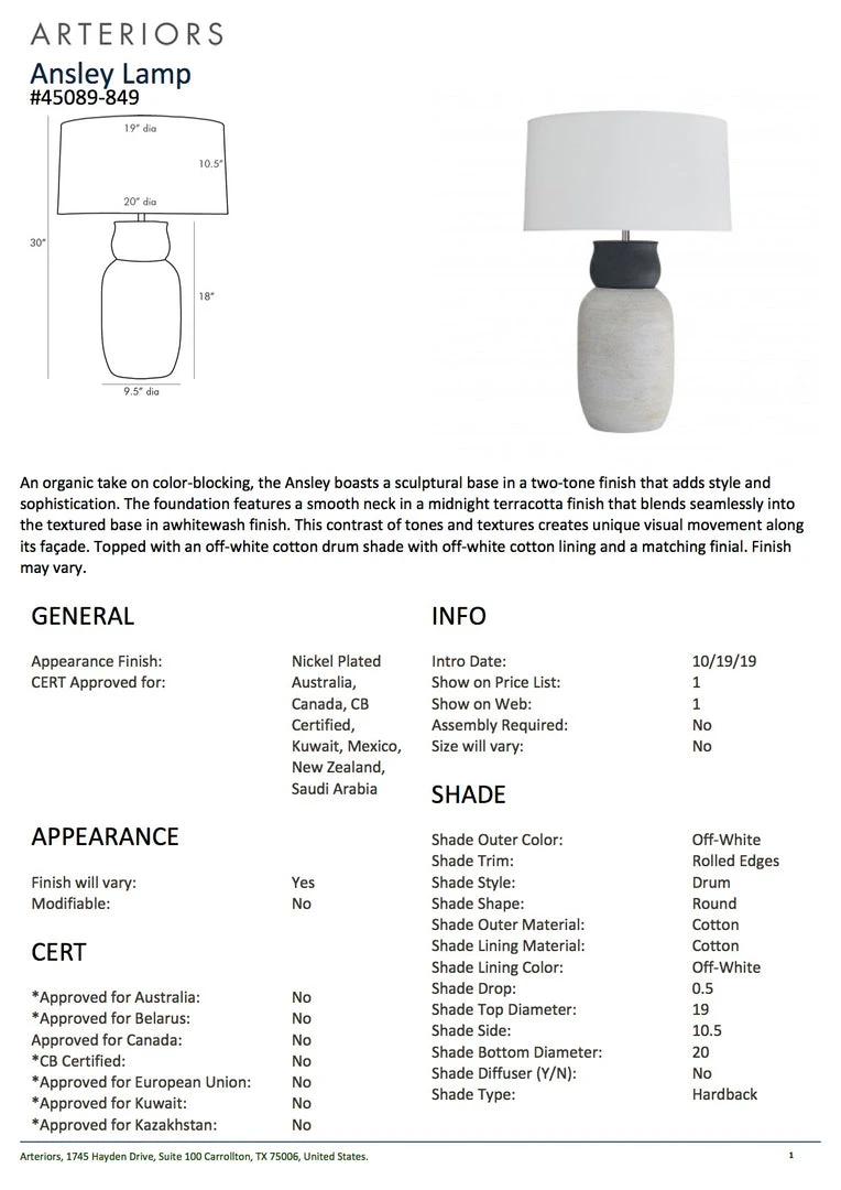 Arteriors Home New Arrivals Ansley Lamp 8 Arteriors Home New Arrivals Ansley Lamp