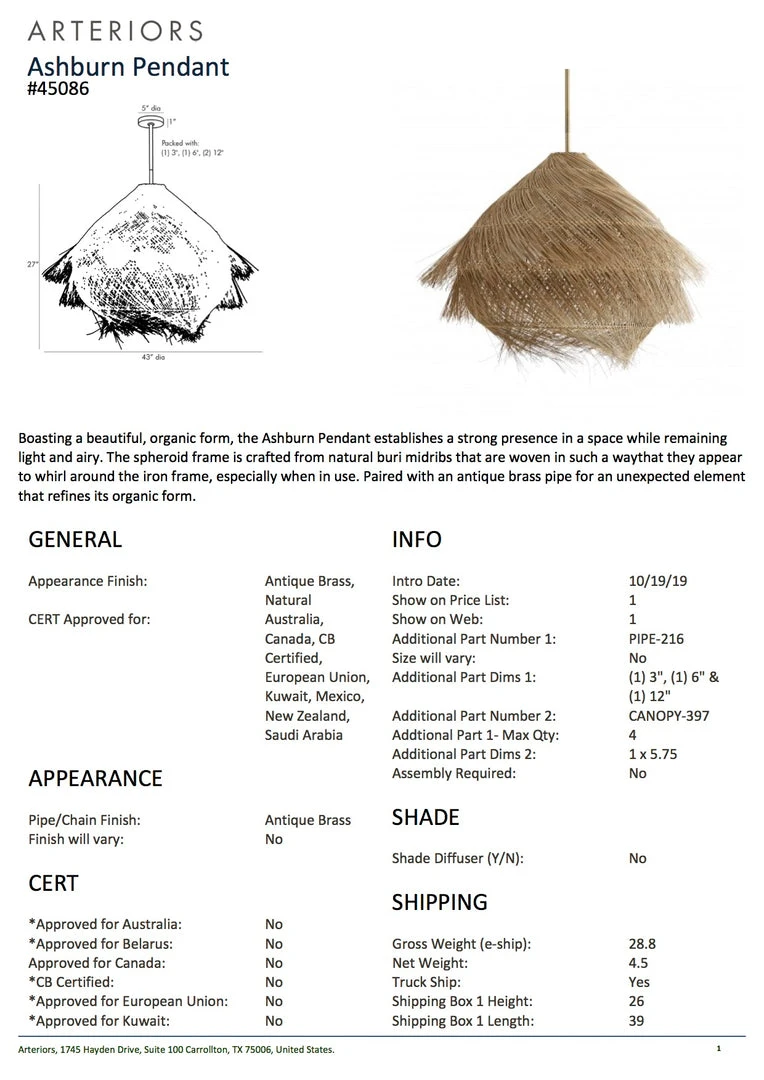 Arteriors Home New Arrivals Ashburn Pendant 8 Arteriors Home New Arrivals Ashburn Pendant