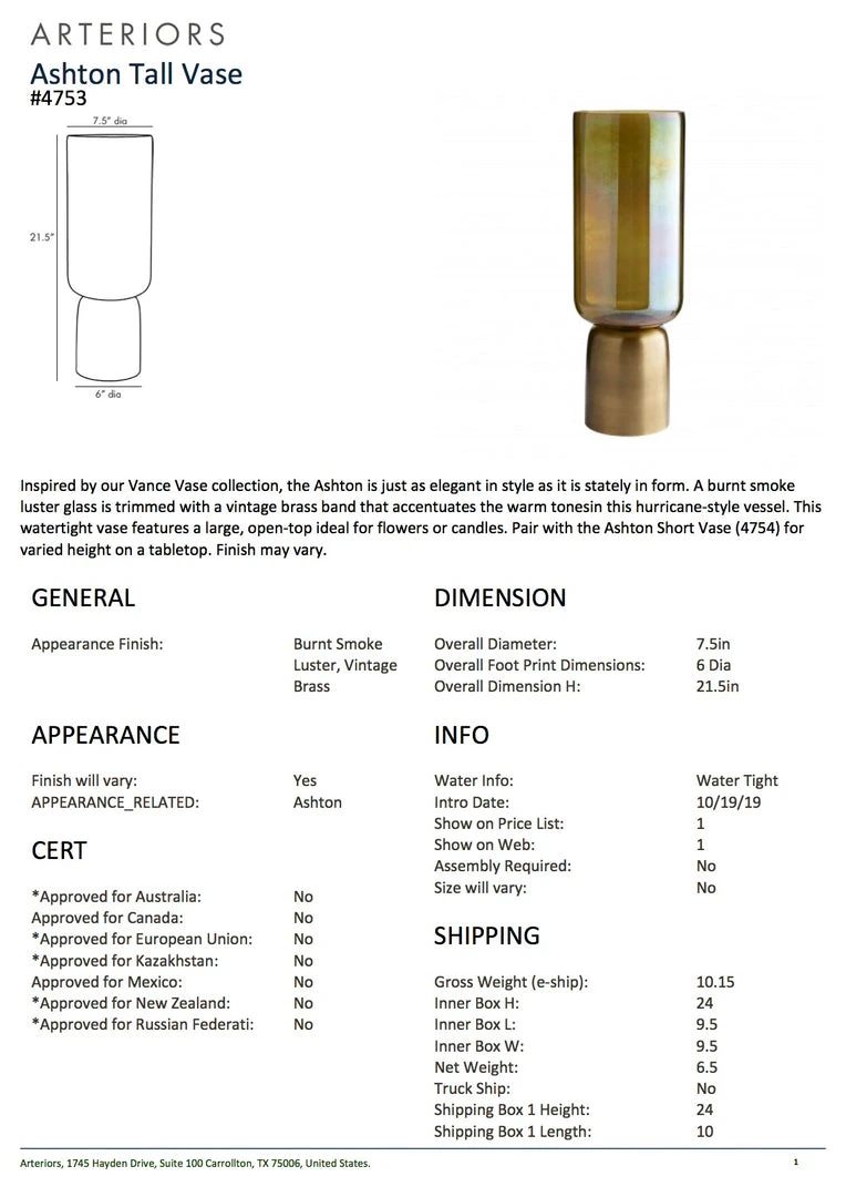 Arteriors Home Ashton Tall Vase New Arrivals 9 Arteriors Home Ashton Tall Vase New Arrivals