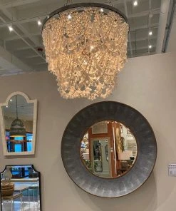 Made Goods New Arrivals Terza Chandelier Clamshell And Silver Metal