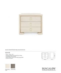 Bungalow 5 New Arrivals Blake 3 Drawer Side Table Blanched Oak