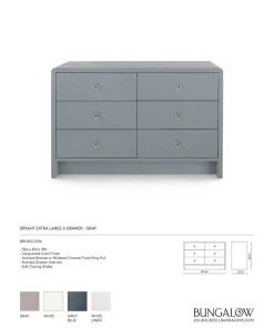 Bungalow 5 New Arrivals Bryant Linen Extra Large 6 Drawer Chest Gray 14 Bungalow 5 New Arrivals Bryant Linen Extra Large 6 Drawer Chest Gray
