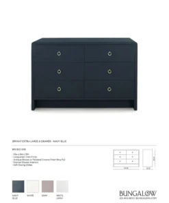 Bungalow 5 Bryant Linen Extra Large 6 Drawer Chest Navy Blue New Arrivals 4 Bungalow 5 Bryant Linen Extra Large 6 Drawer Chest Navy Blue New Arrivals