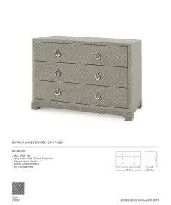 Bungalow 5 Brittany Large 3 Drawer Chest Gray Tweed New Arrivals