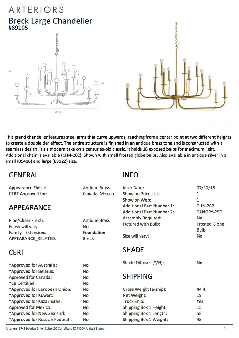 Arteriors Home New Arrivals Breck Large Chandelier Antique Brass 7 Arteriors Home New Arrivals Breck Large Chandelier Antique Brass