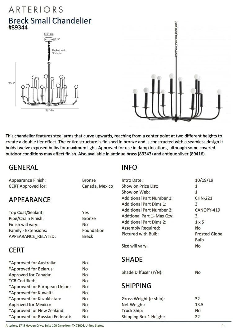 Arteriors Home New Arrivals Breck Small Chandelier Bronze Arteriors Home New Arrivals Breck Small Chandelier Bronze