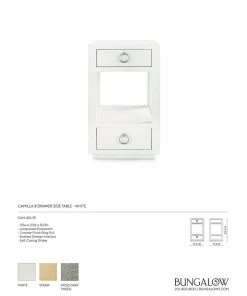 Bungalow 5 New Arrivals Camilla 2 Drawer Side Table White 15 Bungalow 5 New Arrivals Camilla 2 Drawer Side Table White