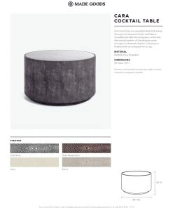Made Goods Cara Cocktail Table Cool Gray Faux Shagreen New Arrivals