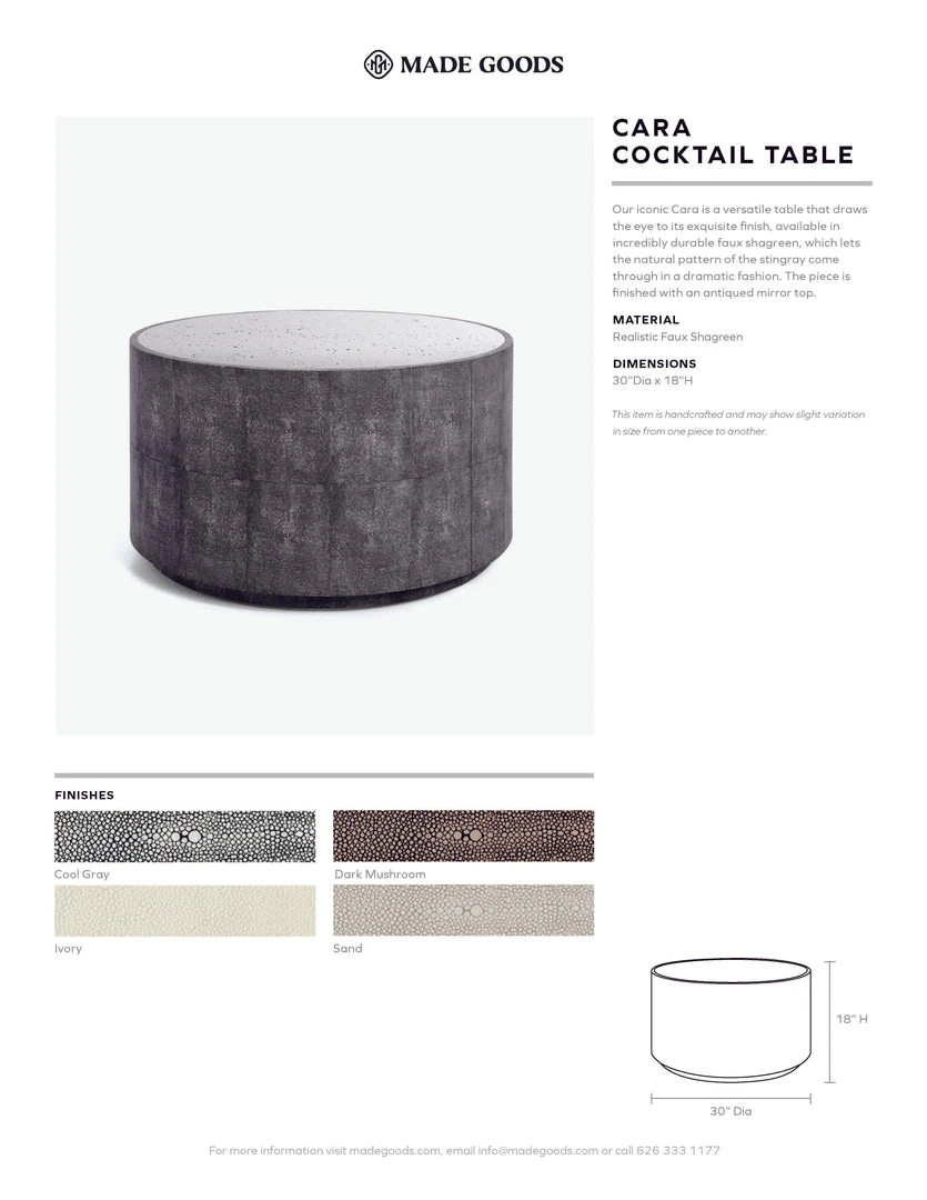 Made Goods Cara Cocktail Table Sand Faux Shagreen 5 Made Goods Cara Cocktail Table Sand Faux Shagreen