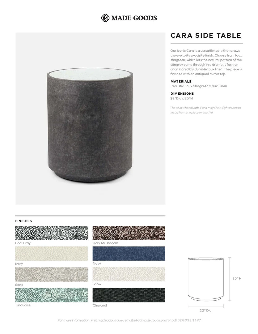 Made Goods Cara Side Table Cool Grey Faux Shagreen New Arrivals Made Goods Cara Side Table Cool Grey Faux Shagreen New Arrivals