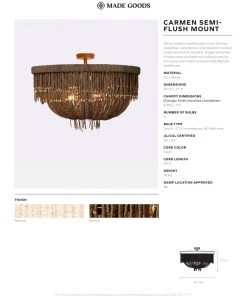 Made Goods New Arrivals Carmen Semi Flush Mount Natural Coco Beads 11 Made Goods New Arrivals Carmen Semi Flush Mount Natural Coco Beads