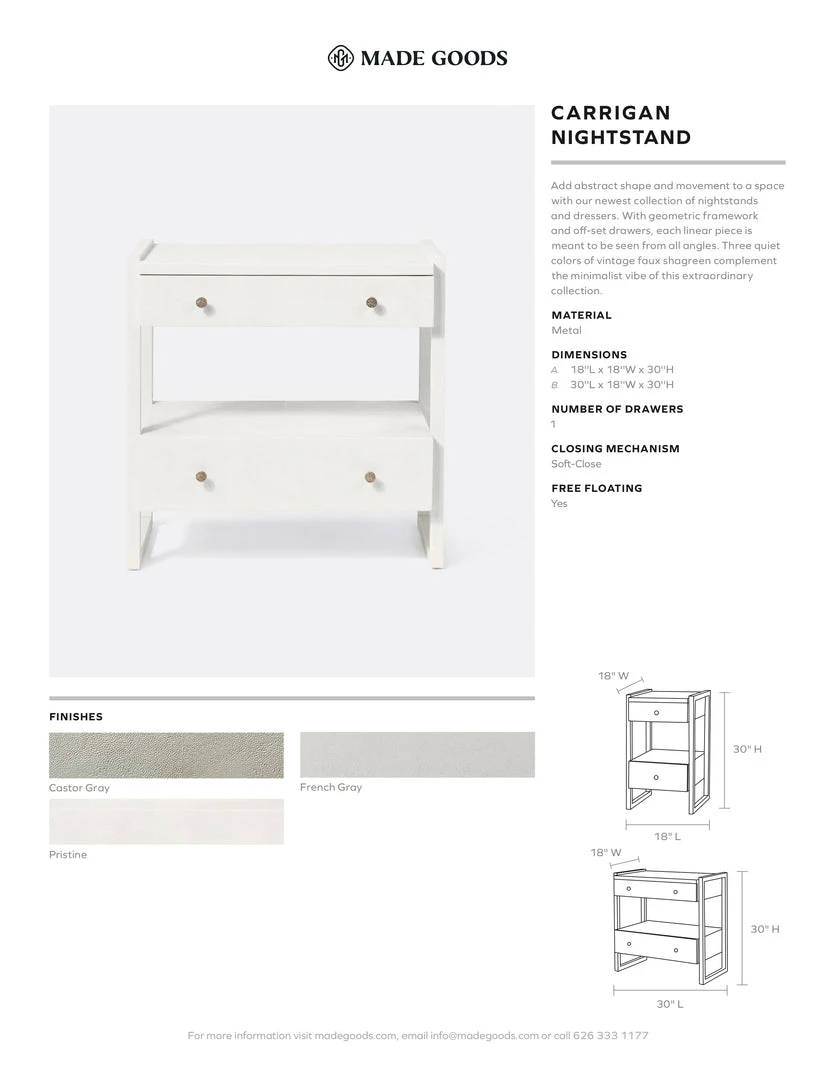 Made Goods Carrigan Single Nightstand Pristine Vintage Faux Shagreen New Arrivals 8 Made Goods Carrigan Single Nightstand Pristine Vintage Faux Shagreen New Arrivals