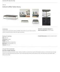 Four Hands New Arrivals Oxford Coffee Table Rialto Ebony Leather