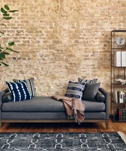 Four Hands Mercury Double Chaise Charcoal Felt