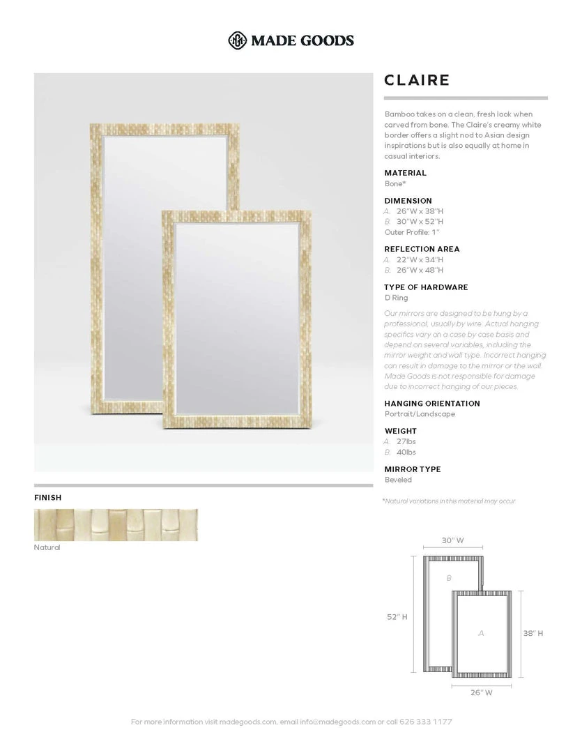 Made Goods Claire Mirror Natural Bone Made Goods Claire Mirror Natural Bone