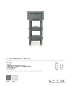 Bungalow 5 New Arrivals Claudette One Drawer Round Side Table Gray 16 Bungalow 5 New Arrivals Claudette One Drawer Round Side Table Gray