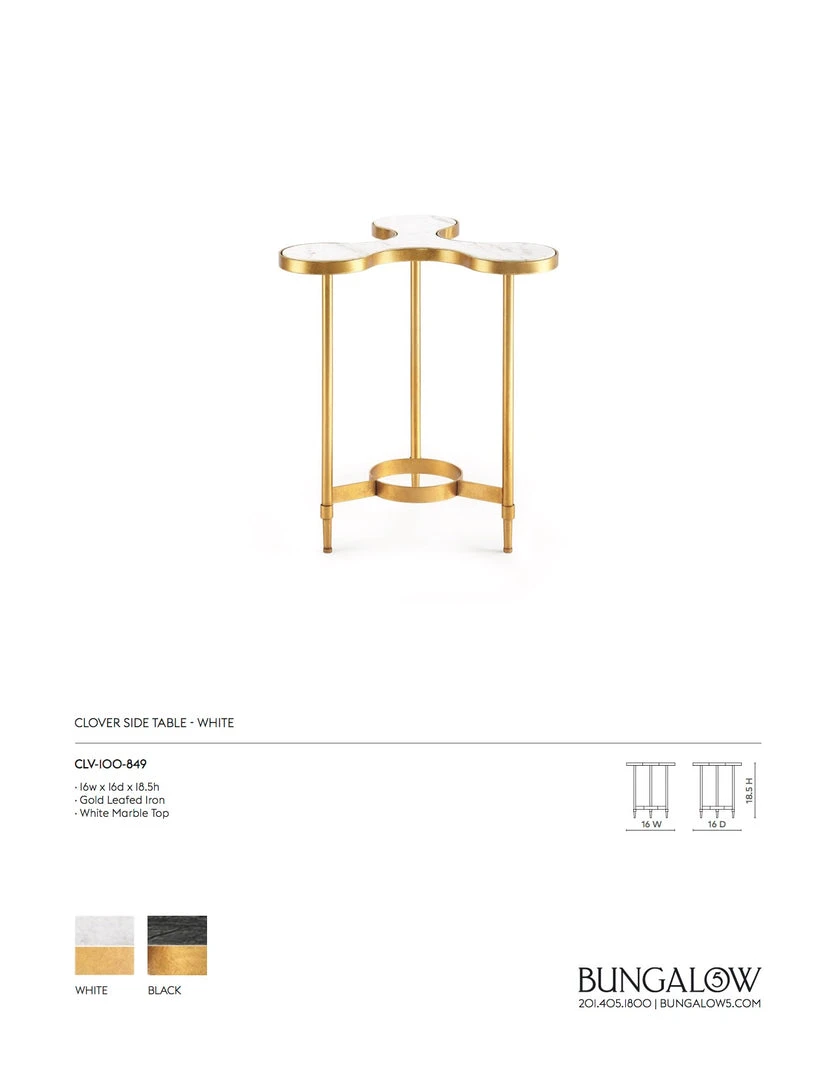 Bungalow 5 New Arrivals Clover Side Table White 7 Bungalow 5 New Arrivals Clover Side Table White