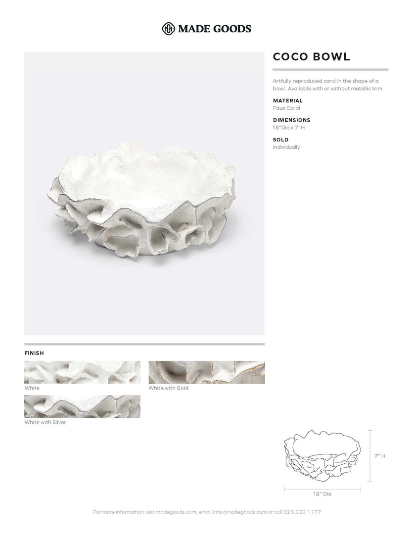 Made Goods New Arrivals Coco Bowl White Faux Coral 5 Made Goods New Arrivals Coco Bowl White Faux Coral