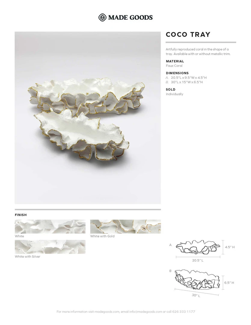 Made Goods Coco Tray White With Silver Faux Coral New Arrivals 8 Made Goods Coco Tray White With Silver Faux Coral New Arrivals