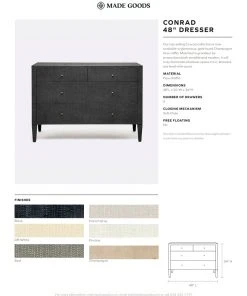 Made Goods Conrad 48" Dresser Off White Faux Raffia 5 Made Goods Conrad 48