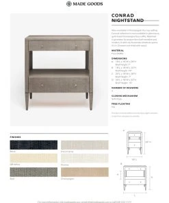 Made Goods New Arrivals Conrad Low Single Nightstand Pristine Faux Raffia