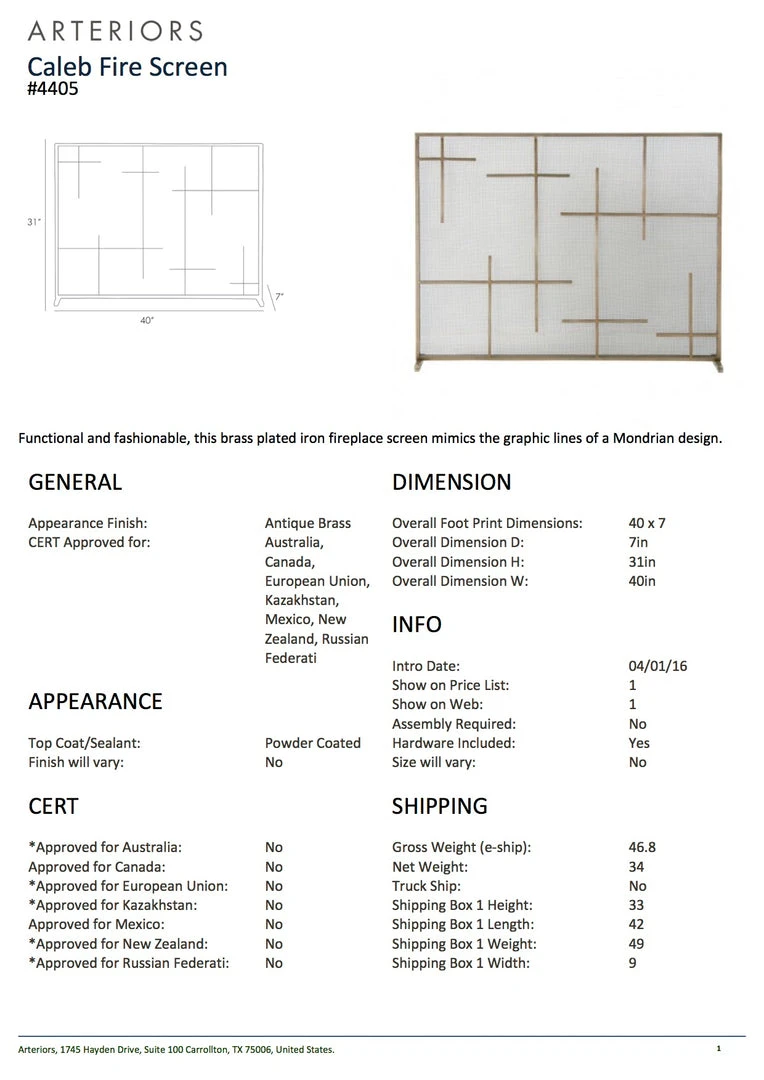 Arteriors Home New Arrivals Caleb Fireplace Screen 8 Arteriors Home New Arrivals Caleb Fireplace Screen