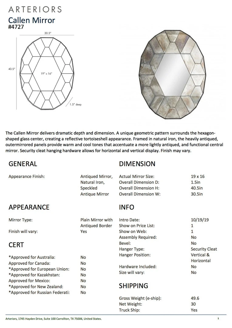 Arteriors Home Callen Mirror 8 Arteriors Home Callen Mirror