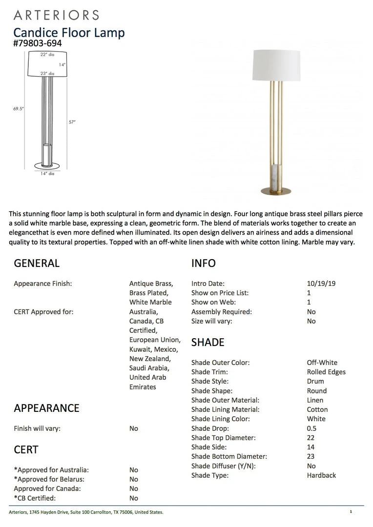 Arteriors Home Candice Floor Lamp New Arrivals 7 Arteriors Home Candice Floor Lamp New Arrivals