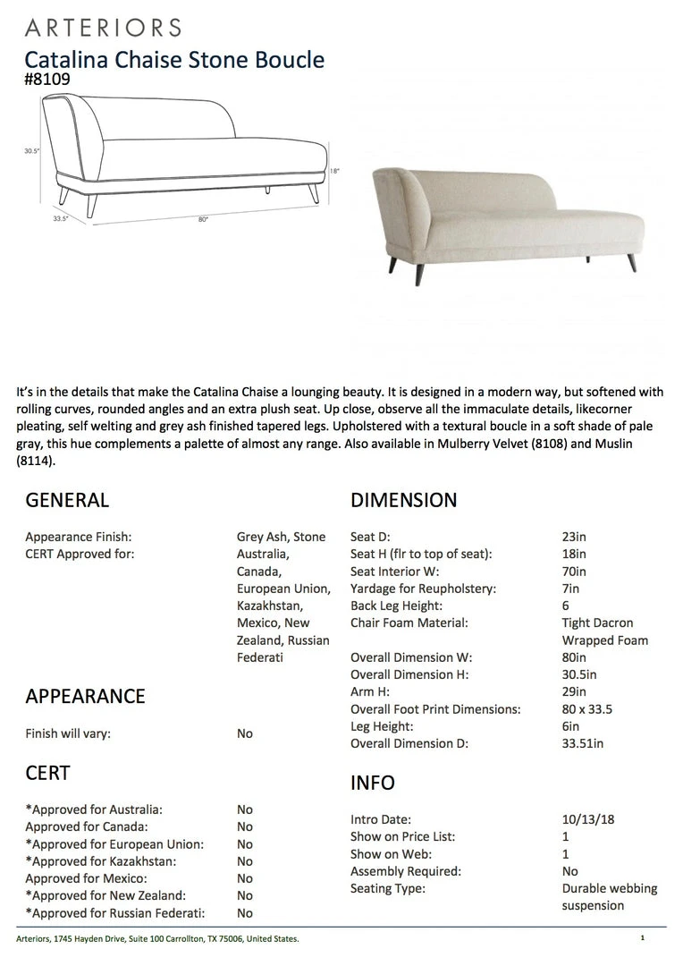 Arteriors Home New Arrivals Catalina Chaise Stone Boucle 9 Arteriors Home New Arrivals Catalina Chaise Stone Boucle