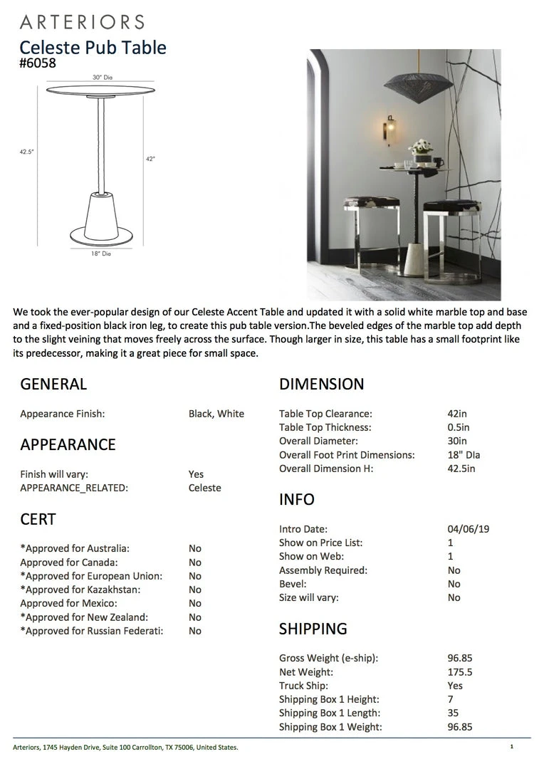 Arteriors Home New Arrivals Celeste Pub Table 7 Arteriors Home New Arrivals Celeste Pub Table