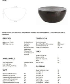 Arteriors Home Clint Large Cocktail Table Antique Bronze