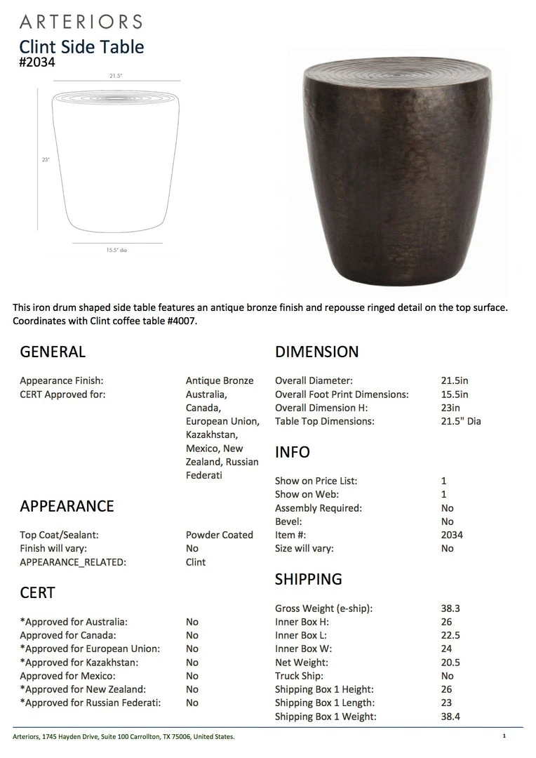 Arteriors Home Clint Side Table Antique Bronze 7 Arteriors Home Clint Side Table Antique Bronze