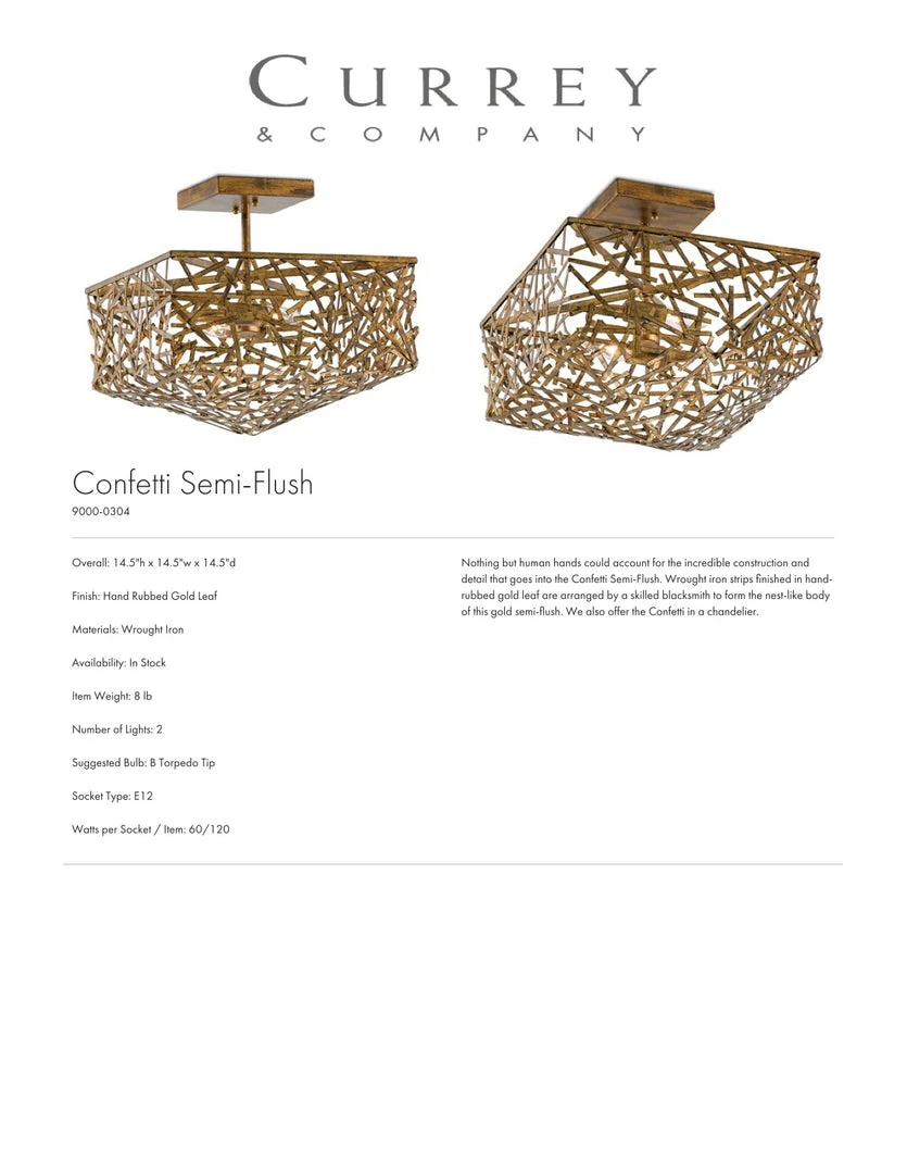 Currey And Company New Arrivals Confetti Semi Flush Mount 5 Currey And Company New Arrivals Confetti Semi Flush Mount