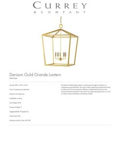 Currey And Company New Arrivals Denison Lantern Gold - 4 Sizes